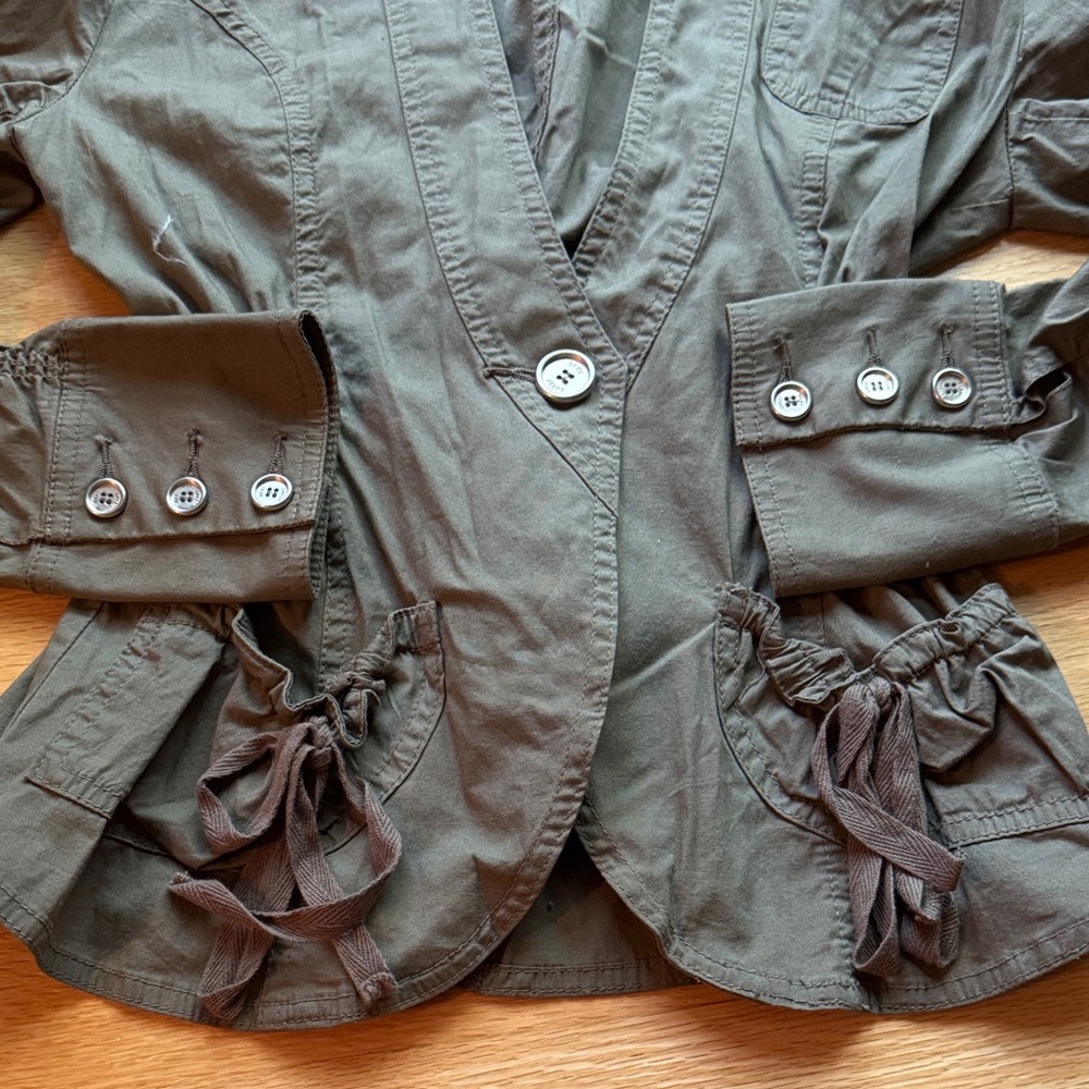 Dkny Olive Green Utility Jacket With Button Detai… - image 4